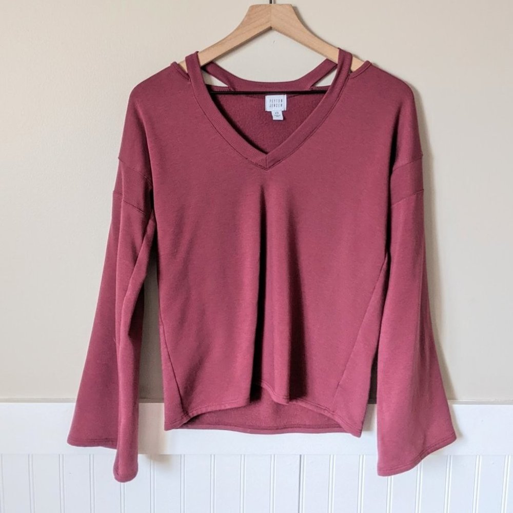 Peyton Jensen V Neck Wide Sleeve Sweatshirt XS